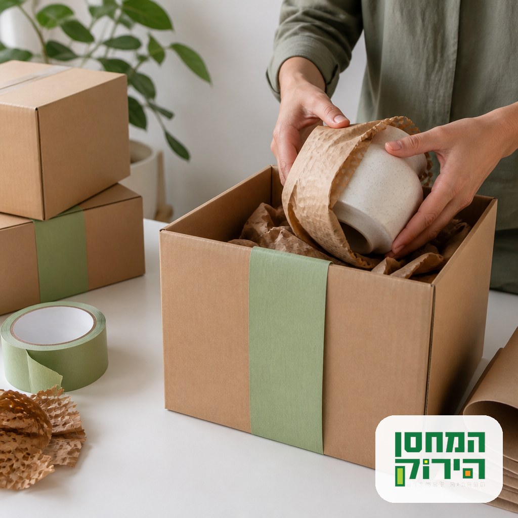 Hands packing fragile items into a labelled box demonstrating apartment storage tips for safe storage