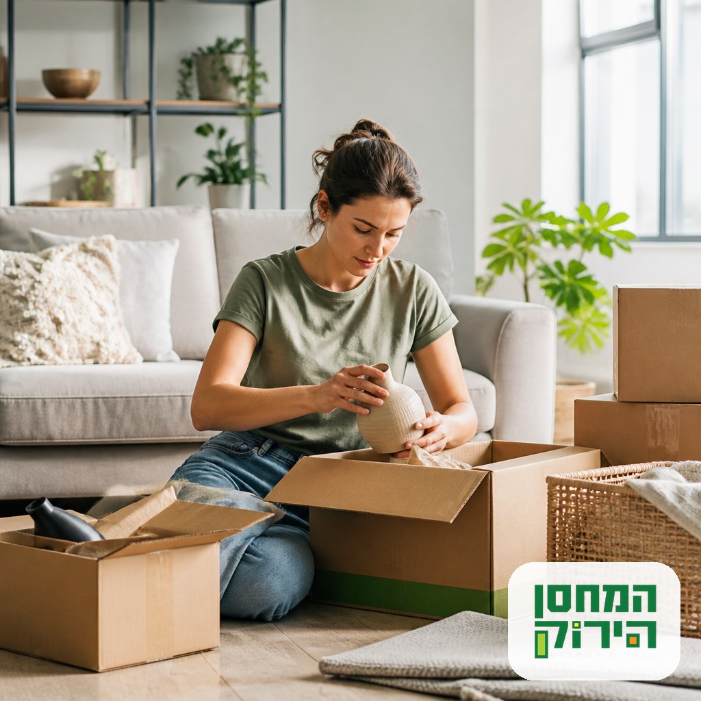 Person sorting apartment belongings into boxes following apartment storage tips before renting a unit