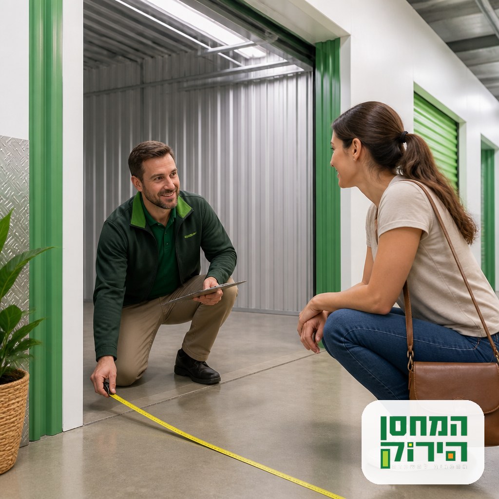 Staff helping a customer choose the right self storage unit size to rent