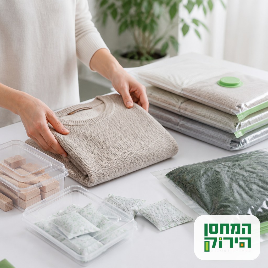 Packing clothing for storage in vacuum bags and sealed boxes with moth and damp protection