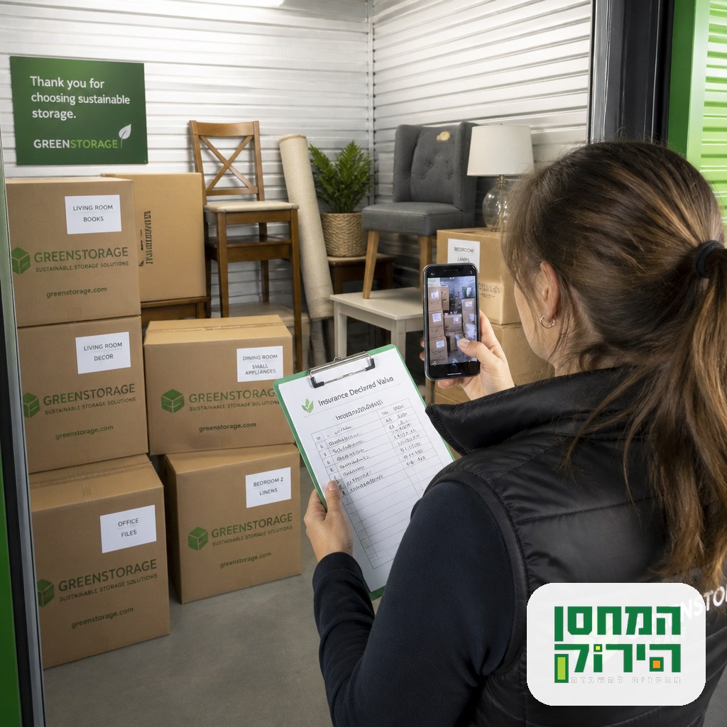 Documenting items and setting a declared value for storage insurance with a phone and inventory list