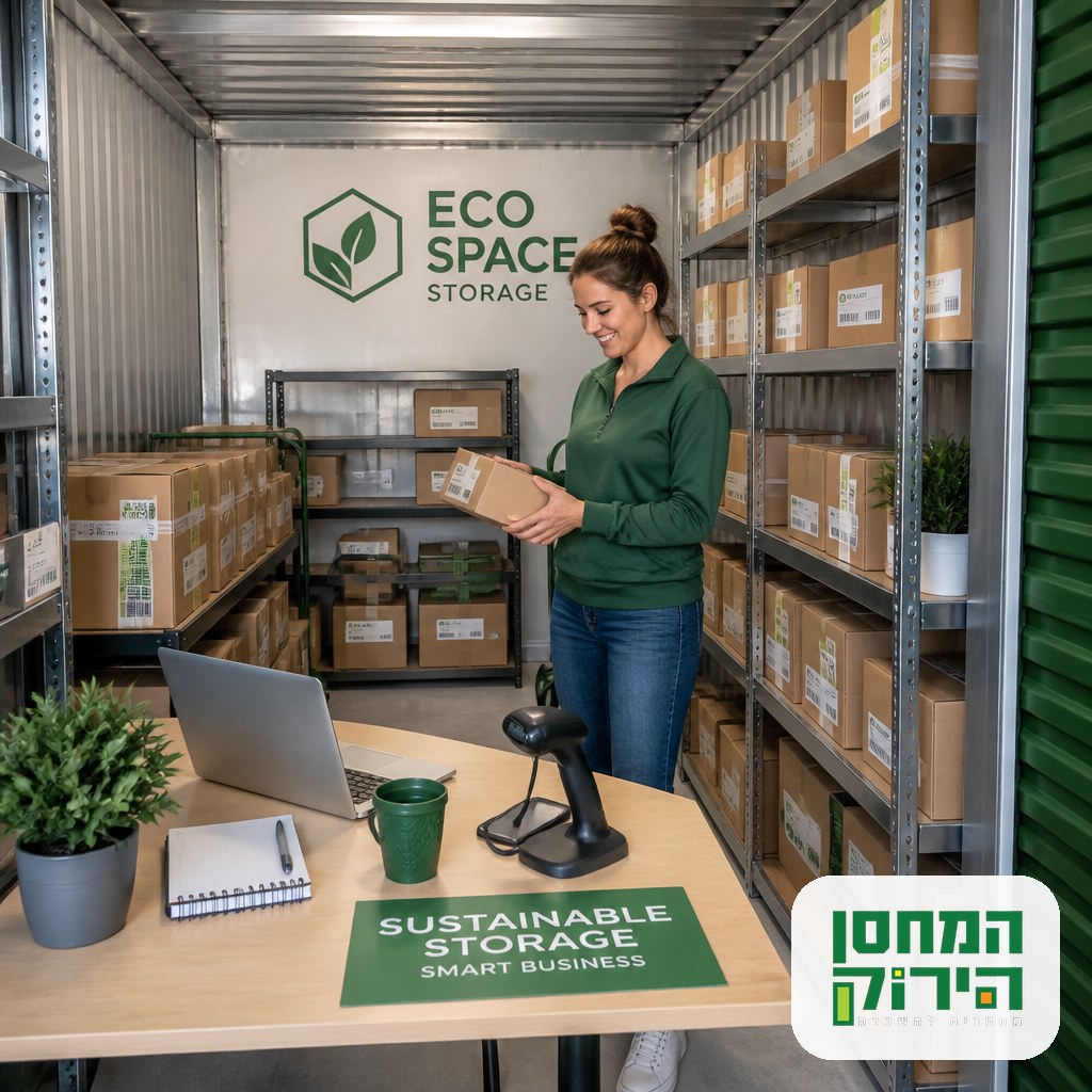 A small business storing online shop inventory on tidy shelves in a storage unit
