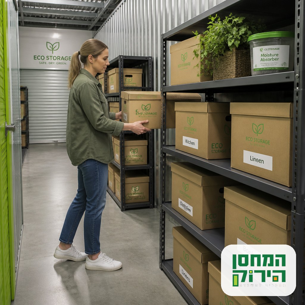 Packing boxes with air gaps and a moisture absorber inside a ventilated storage unit