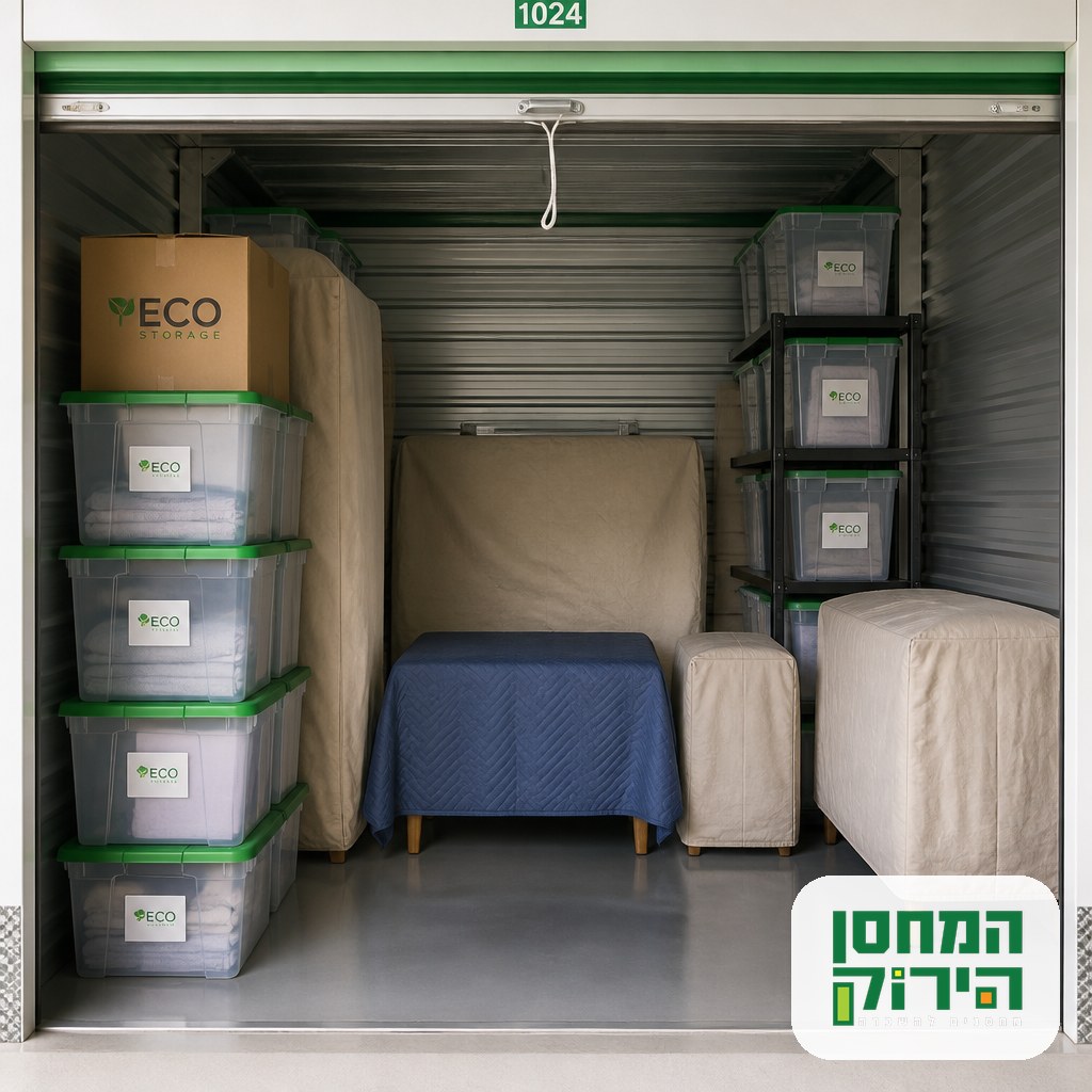 Clean organized storage unit with sealed bins, an example of good pest control in storage