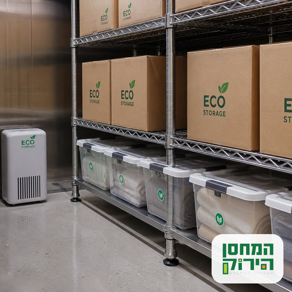 Sealed airtight containers on elevated shelving that keep rodents away from stored items