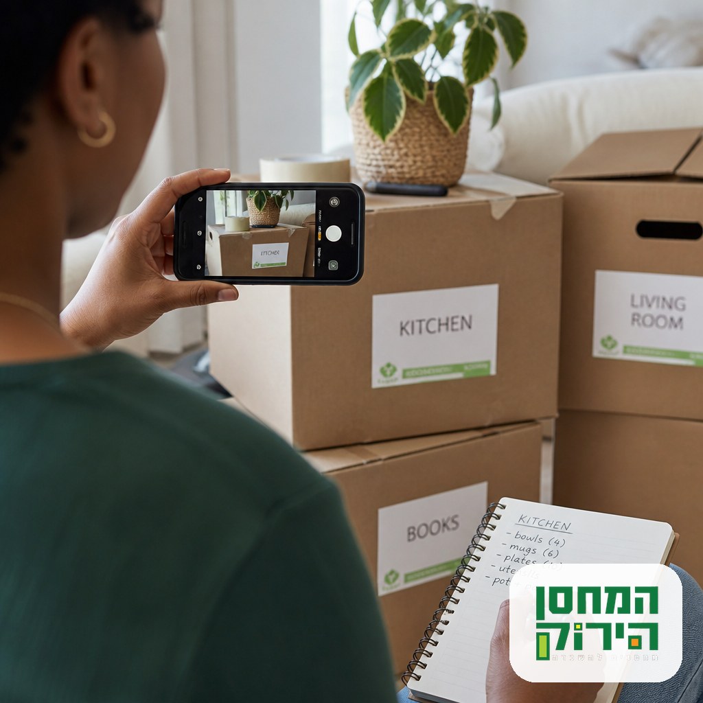 Making a photo inventory of boxes before a long stay overseas