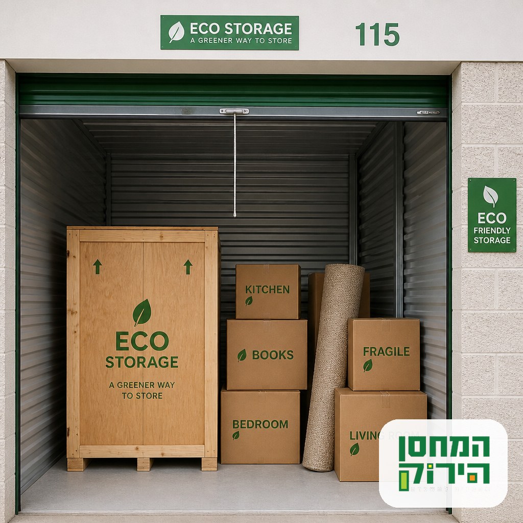 Indoor unit with a shipping crate and labelled boxes, storage for diplomats in Israel