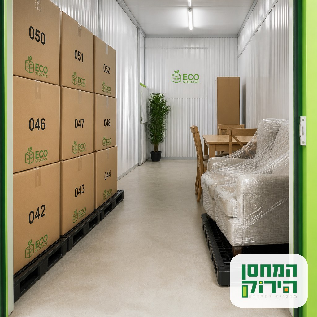 An organised storage unit holding numbered boxes while a family abroad decides