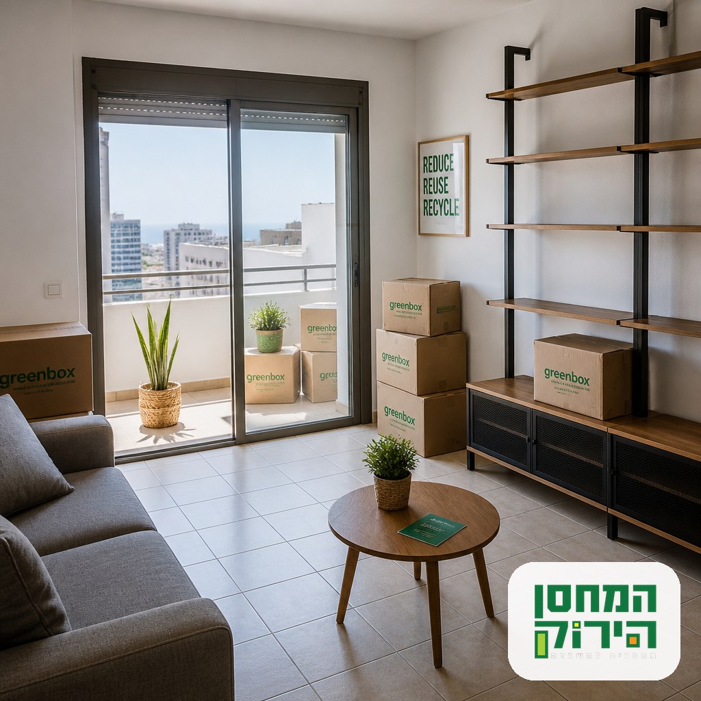 A half emptied apartment in Israel after one partner moved out, with boxes waiting to be moved