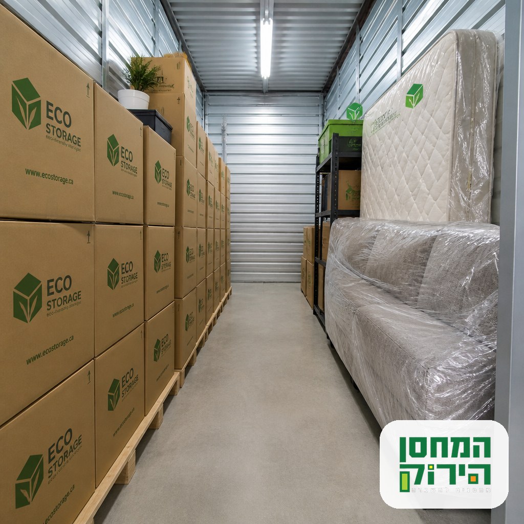 A tightly packed storage unit with a clear aisle, showing how good packing reduces the size you pay for