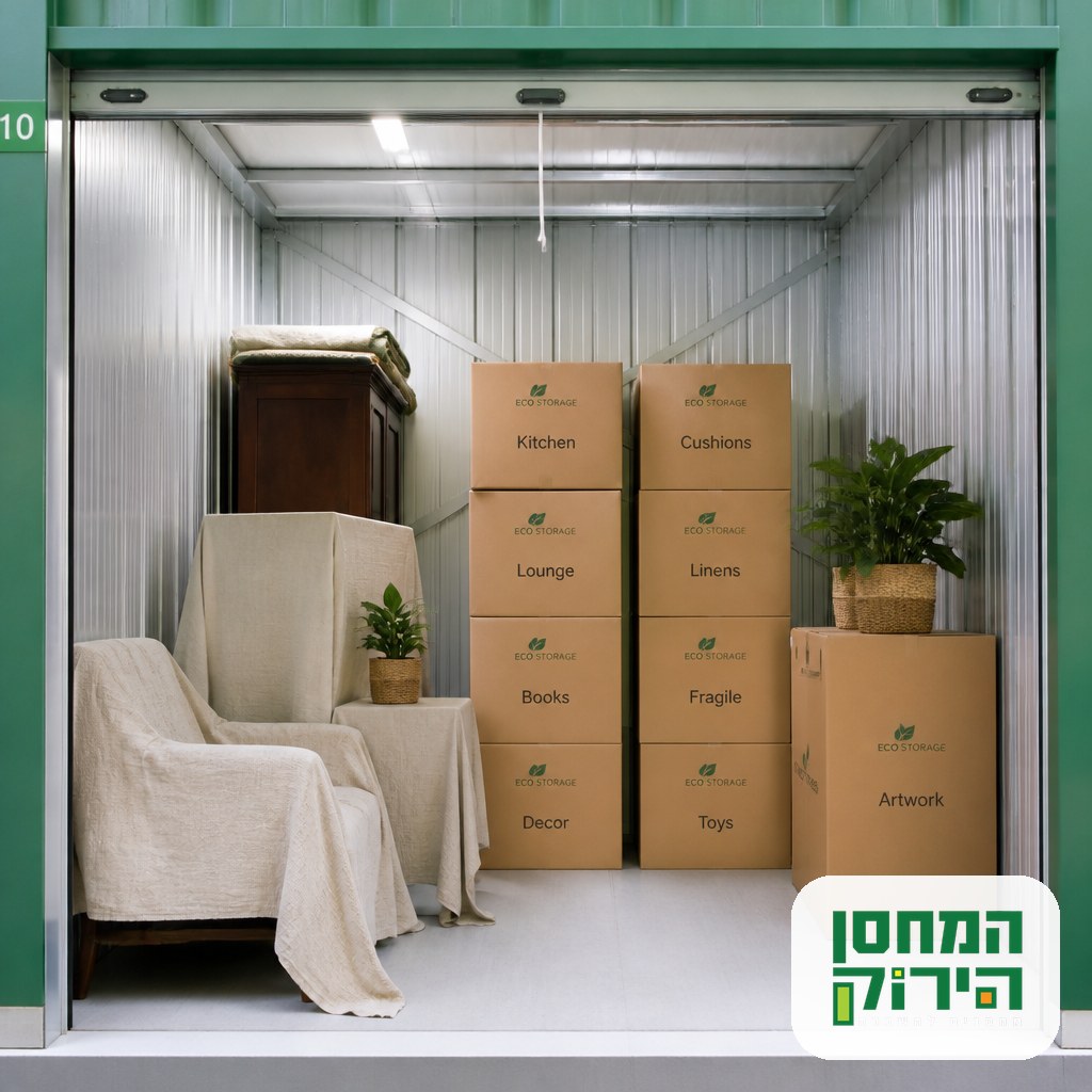 Labeled boxes in a private unit used for storage after a death in Israel