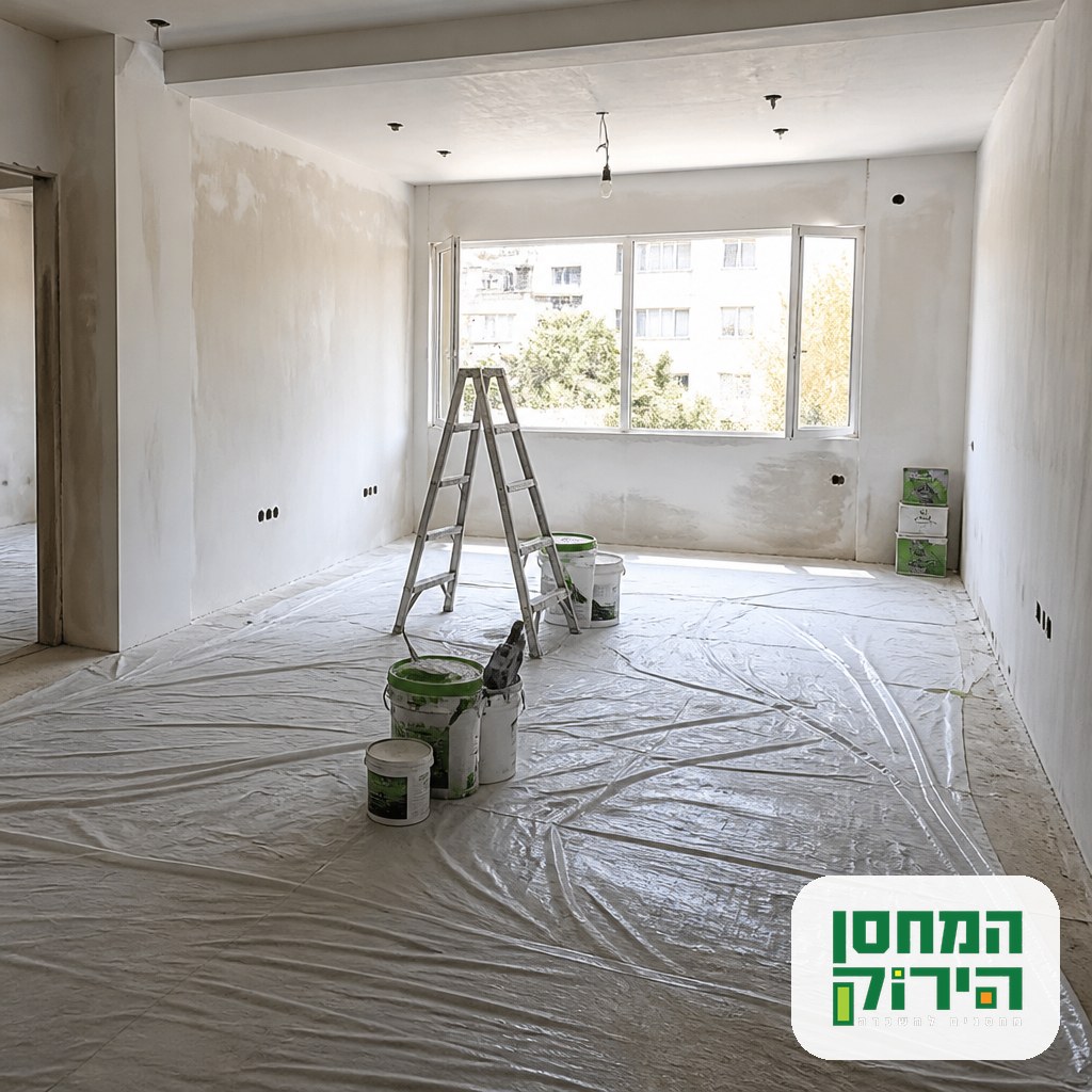 An empty Israeli apartment mid renovation after storage during renovation cleared the rooms