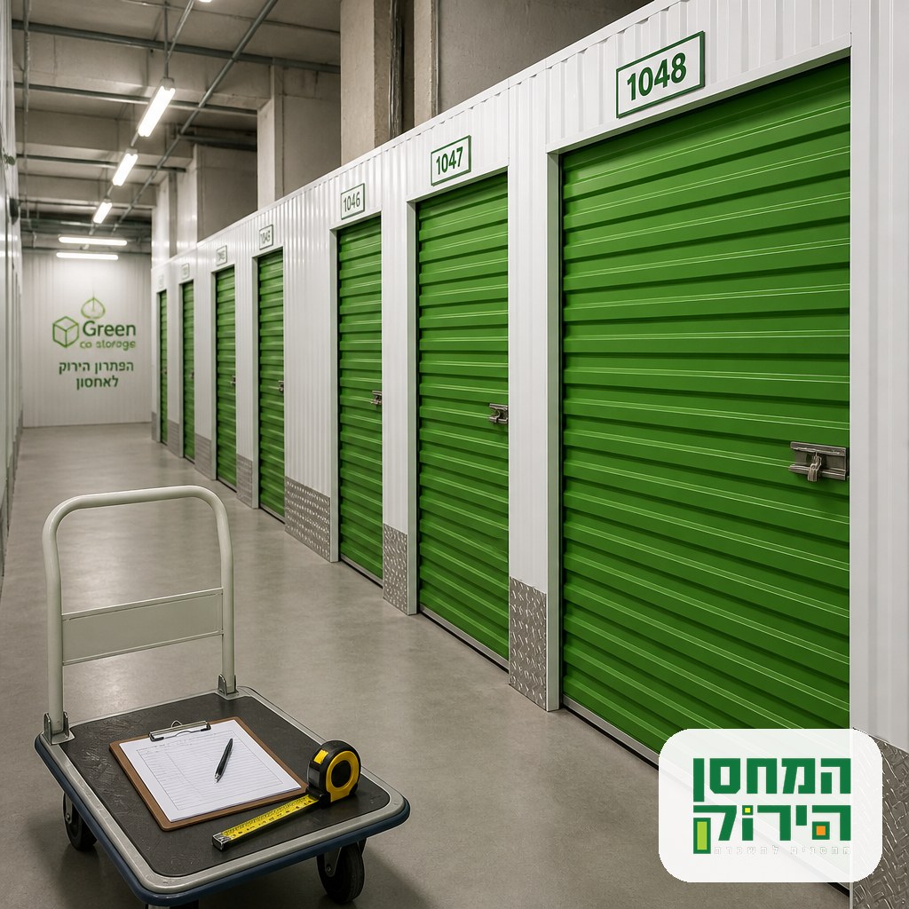 A corridor of storage units in different sizes, the main factor in storage unit cost in Israel